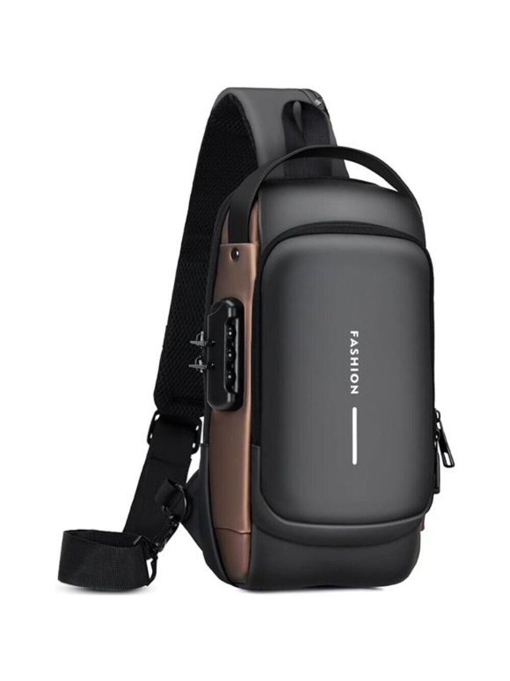 Men Sling Bag Anti Theft Crossbody PU Leather Shoulder Bag Chest Bag Daily Use